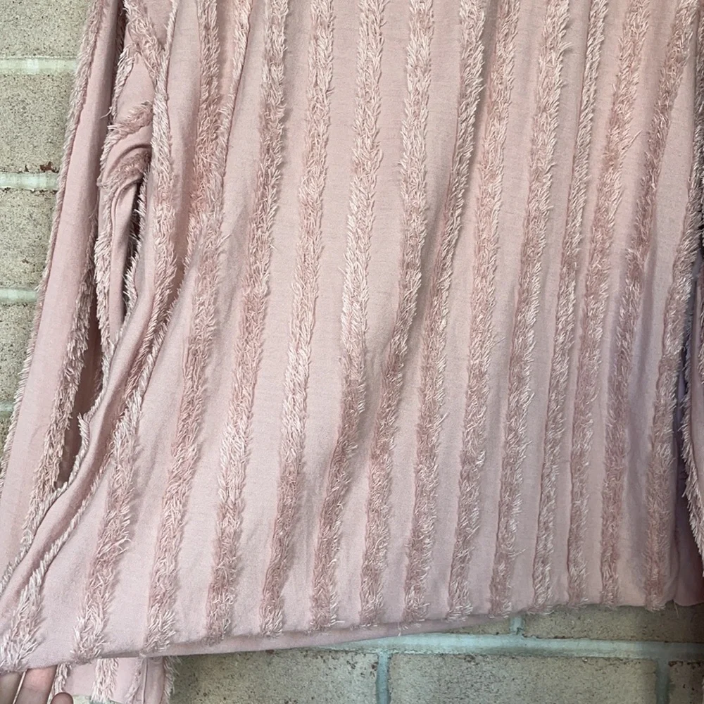 Zara Faux Fur Striped Bell Sleeve Top